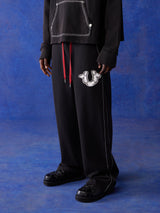 True Religion Blu X Track Pants Wide Leg Faint Black
