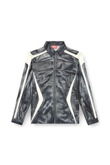Printed viscose shirt with front zip closure