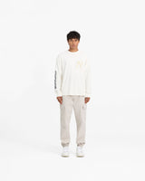 Masking Tape Initial Long Sleeve T-Shirt - Flat White