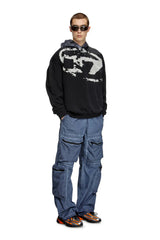 Sweatshirt with distressed flocked logo