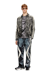 Long-sleeve T-shirt with trompe l'oeil print